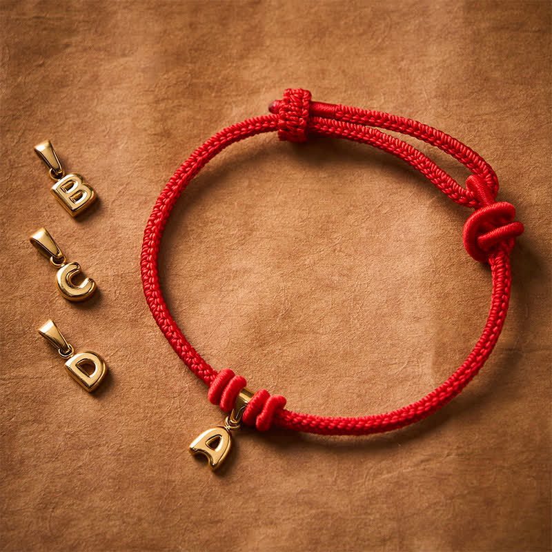 Nimara Ritual Titanium Steel Letter Red String Faith Bracelet