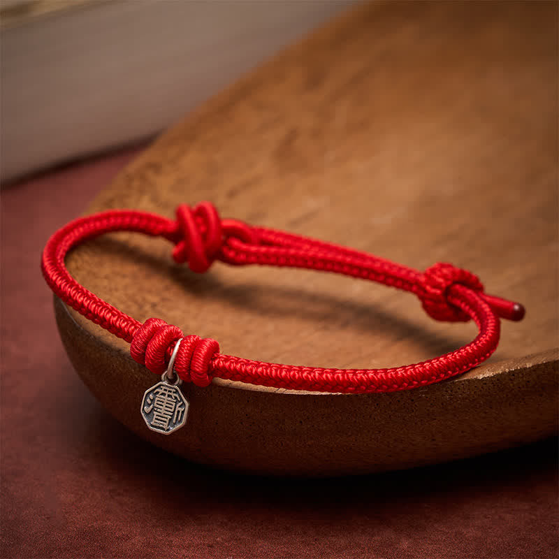 Nimara Ritual 925 Sterling Silver Bagua Red String Connection Bracelet