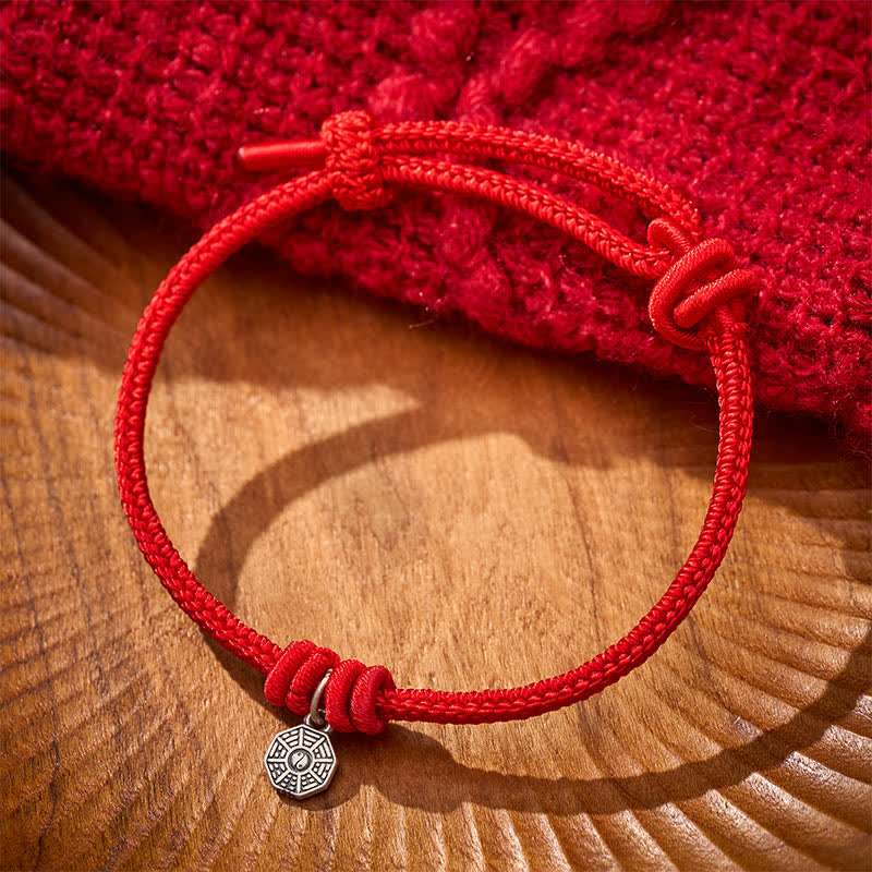 Nimara Ritual 925 Sterling Silver Bagua Red String Connection Bracelet