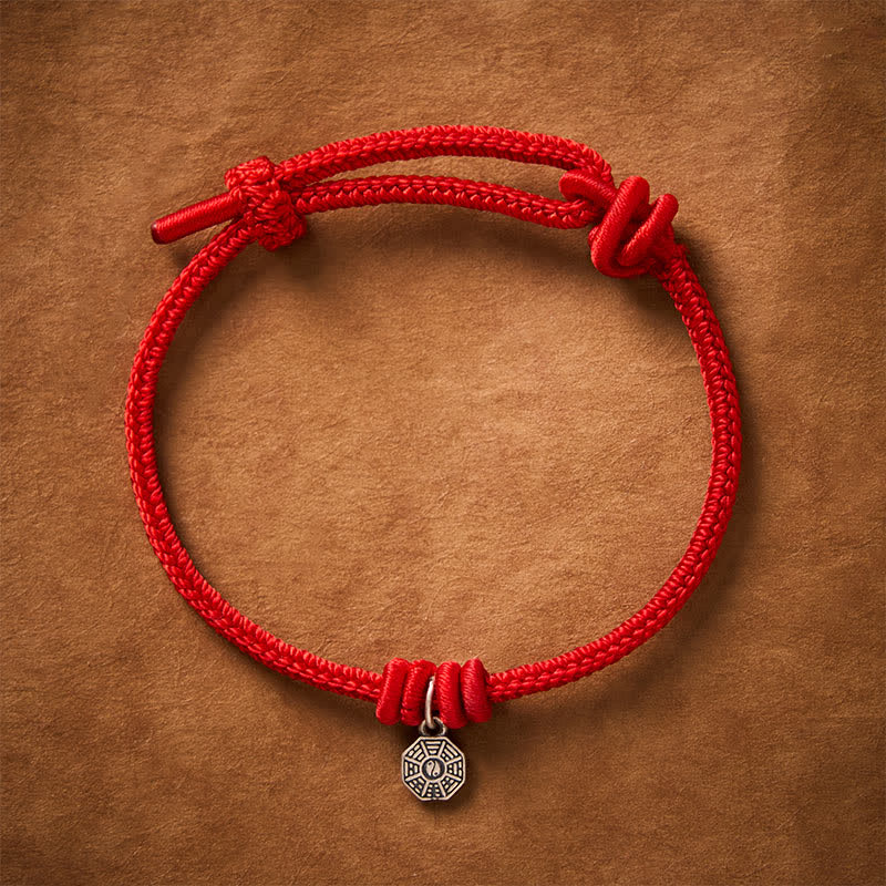 Nimara Ritual 925 Sterling Silver Bagua Red String Connection Bracelet