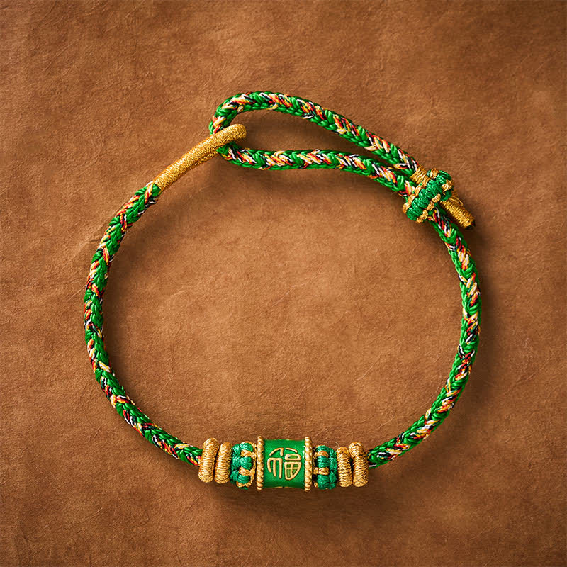 Nimara Ritual Fu Character Green String Happiness Bracelet