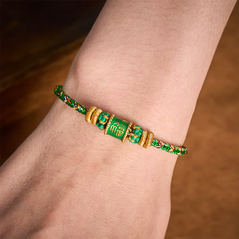Nimara Ritual Fu Character Green String Happiness Bracelet