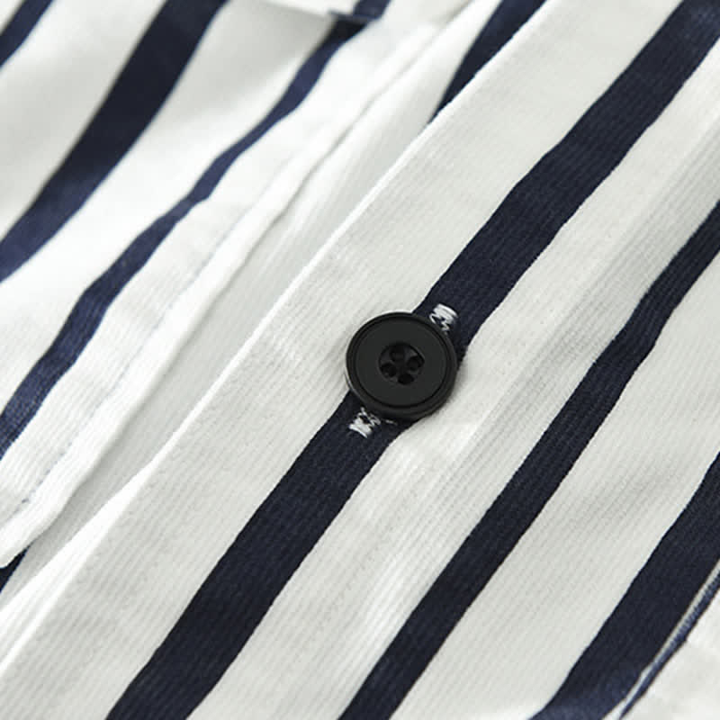 Nimara Ritual Spring Casual Classic Button-Up Striped Men's Long Sleeve Shirts With Pocket