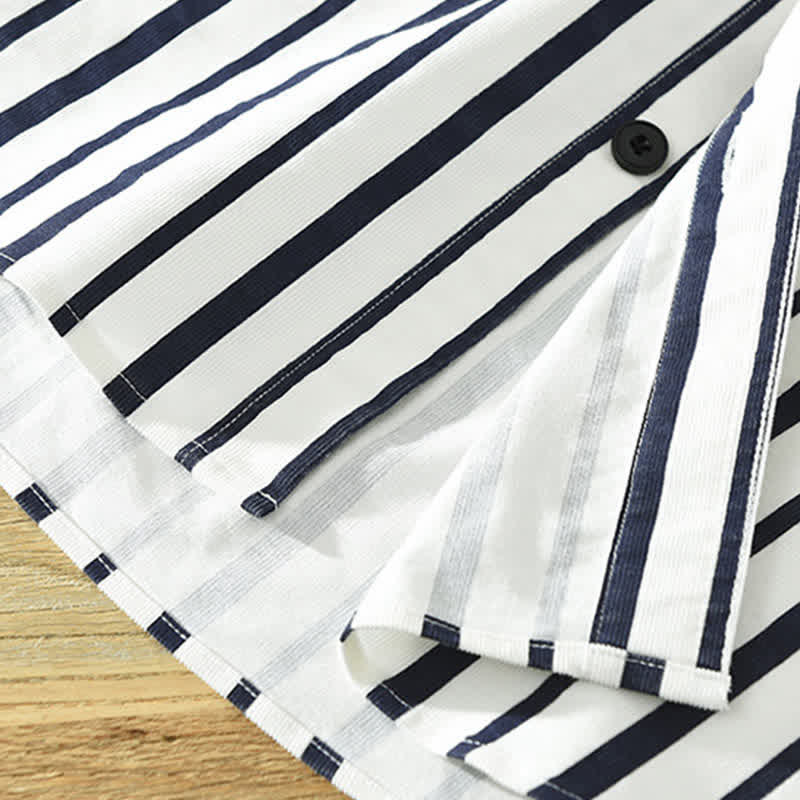 Nimara Ritual Spring Casual Classic Button-Up Striped Men's Long Sleeve Shirts With Pocket