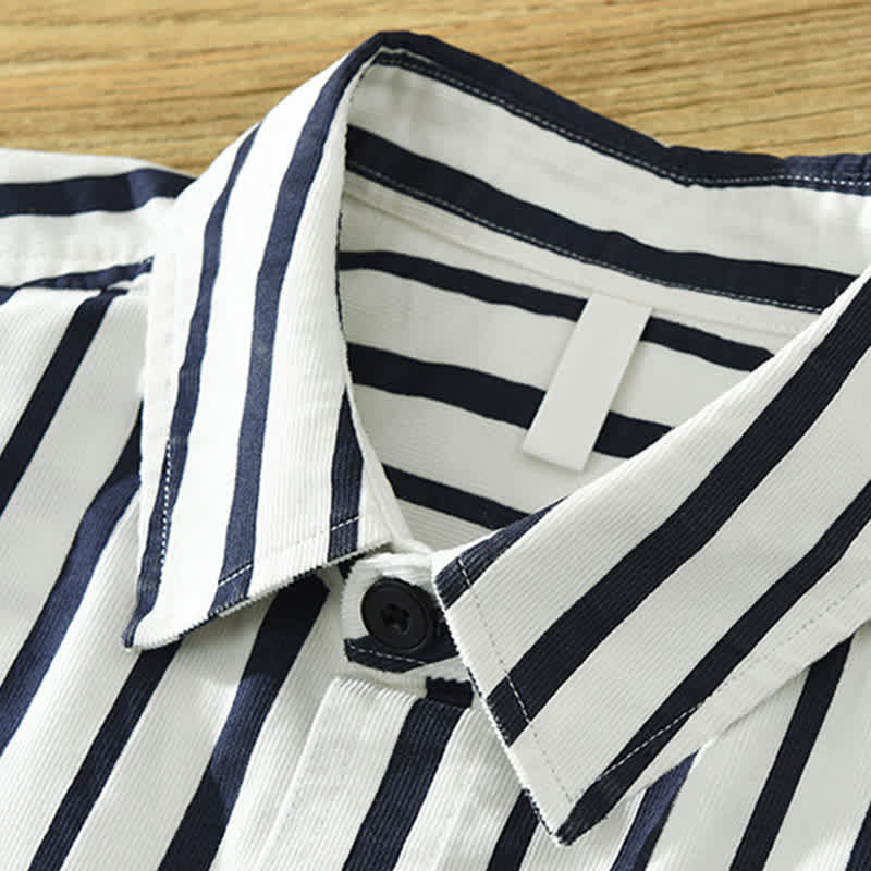 Nimara Ritual Spring Casual Classic Button-Up Striped Men's Long Sleeve Shirts With Pocket