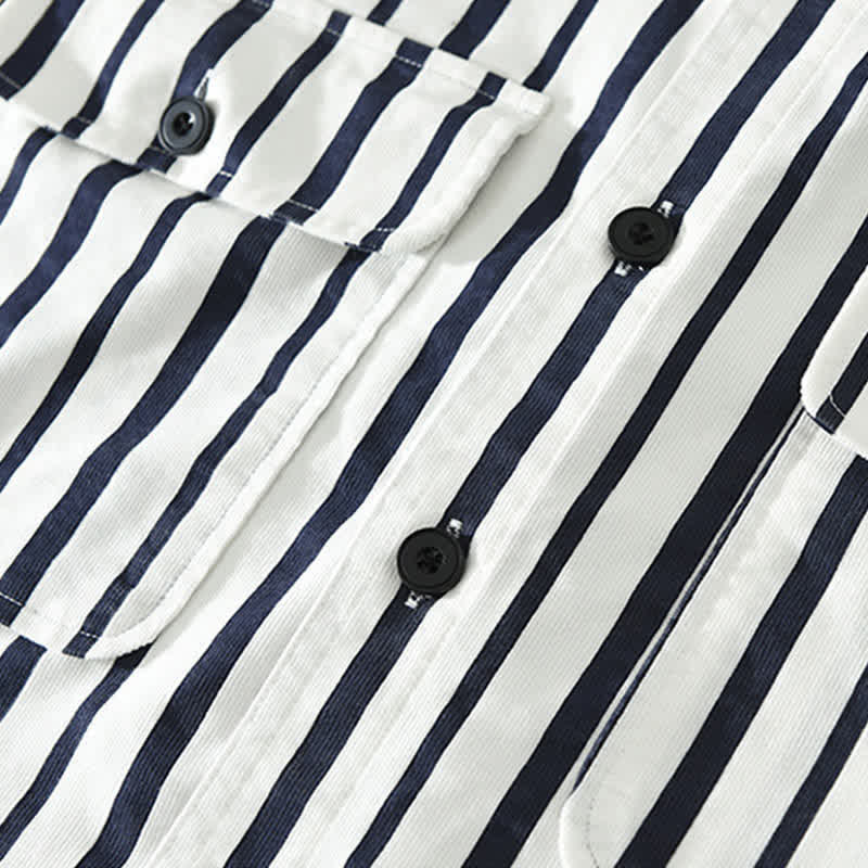 Nimara Ritual Spring Casual Classic Button-Up Striped Men's Long Sleeve Shirts With Pocket