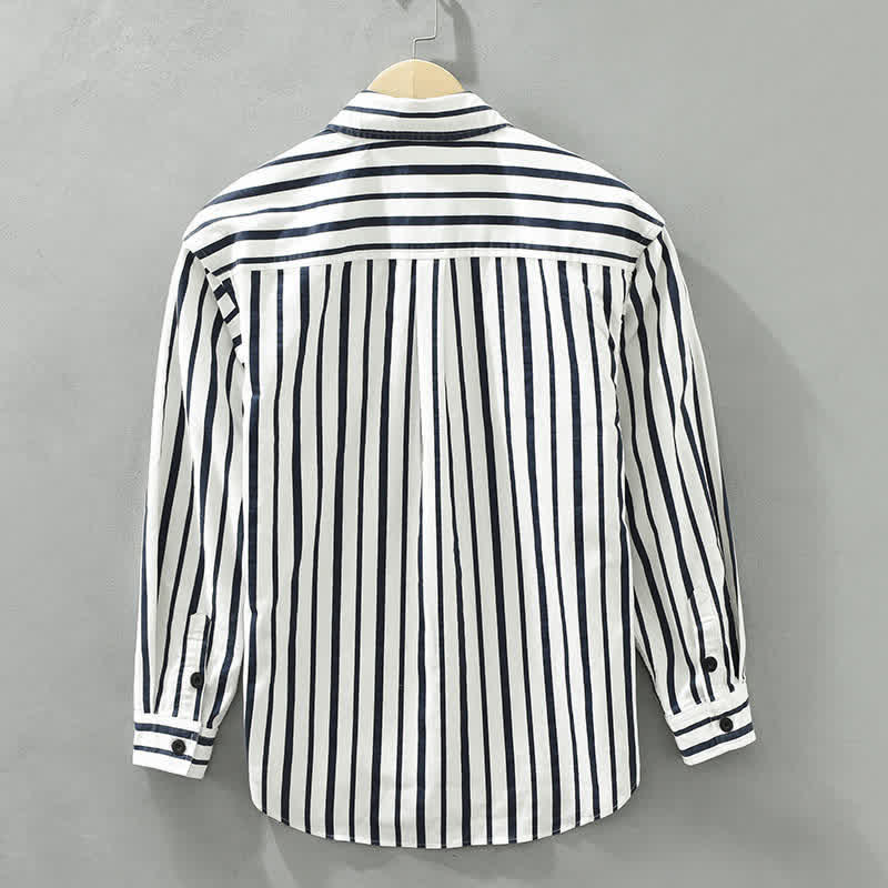 Nimara Ritual Spring Casual Classic Button-Up Striped Men's Long Sleeve Shirts With Pocket