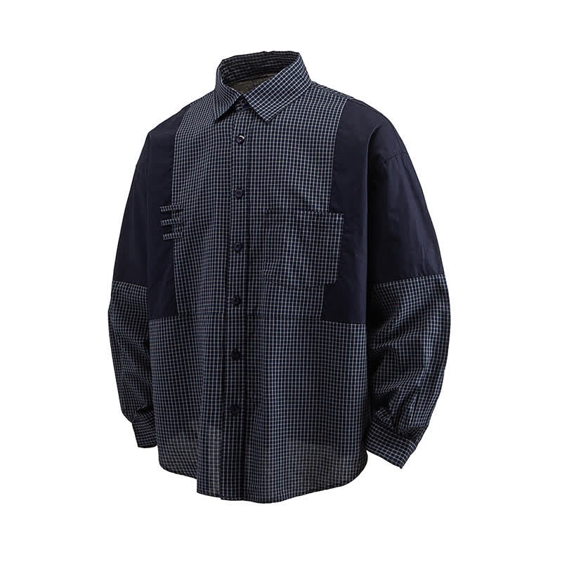 Nimara Ritual Spring Fall Vintage Button-Up Plaid Men's Long Sleeve Shirts With Pocket