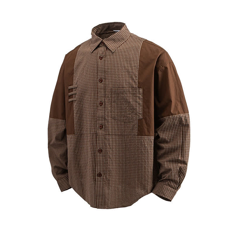 Nimara Ritual Spring Fall Vintage Button-Up Plaid Men's Long Sleeve Shirts With Pocket