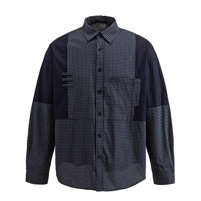 Nimara Ritual Spring Fall Vintage Button-Up Plaid Men's Long Sleeve Shirts With Pocket