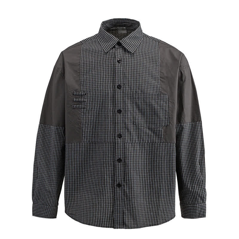 Nimara Ritual Spring Fall Vintage Button-Up Plaid Men's Long Sleeve Shirts With Pocket