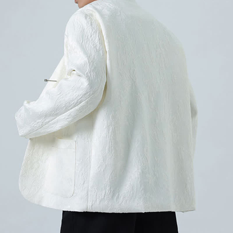 Nimara Ritual Fall Winter Tang Style Vintage Mandarin Collar Frog Button Floral Men's Jackets With Pocket