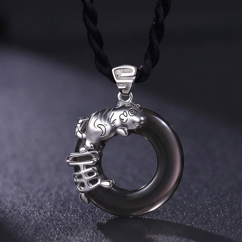 Nimara Ritual Chinese Zodiac Peace Buckle Fortune Pendant Necklace