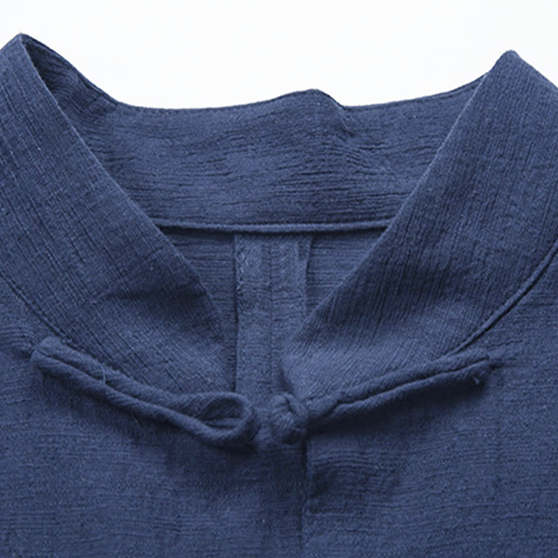 Nimara Ritual Solid Color Casual Frog-button Men's Shirt Clothing