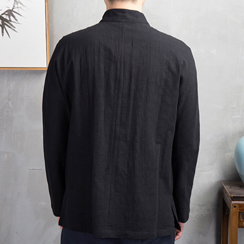 Nimara Ritual Solid Color Casual Frog-button Men's Shirt Clothing