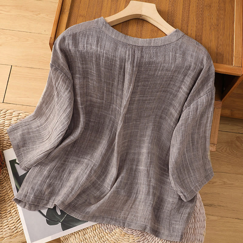 Nimara Ritual Casual Summer Plain Crew Neck Women's Three Quarter Sleeve T-Shirt