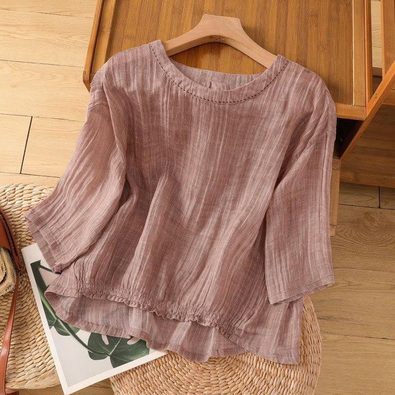 Nimara Ritual Casual Summer Plain Crew Neck Women's Three Quarter Sleeve T-Shirt
