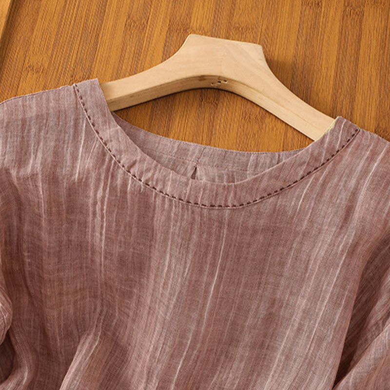 Nimara Ritual Casual Summer Plain Crew Neck Women's Three Quarter Sleeve T-Shirt