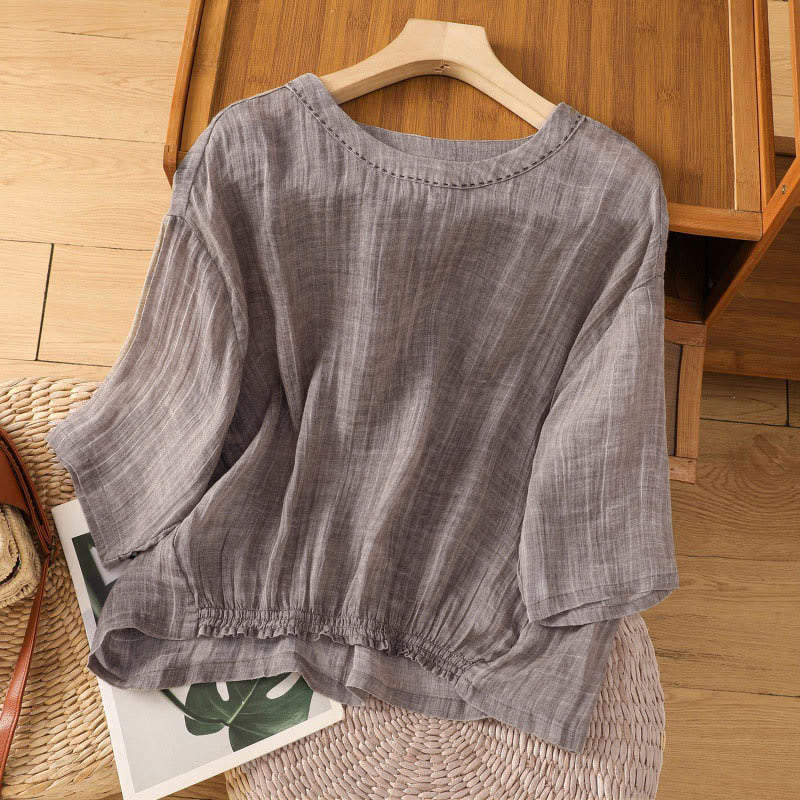 Nimara Ritual Casual Summer Plain Crew Neck Women's Three Quarter Sleeve T-Shirt