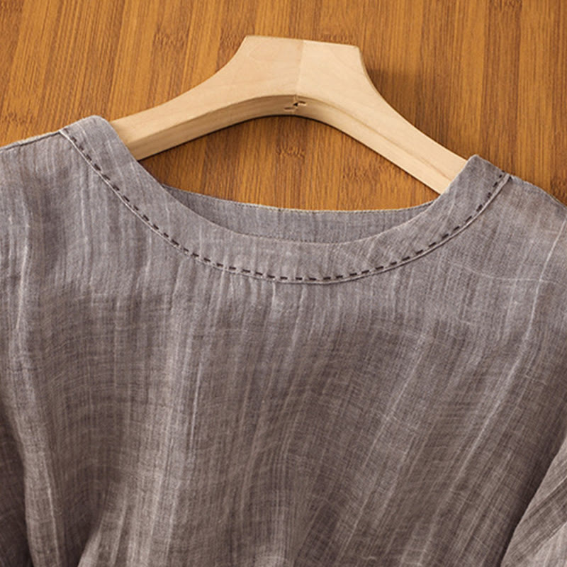 Nimara Ritual Casual Summer Plain Crew Neck Women's Three Quarter Sleeve T-Shirt