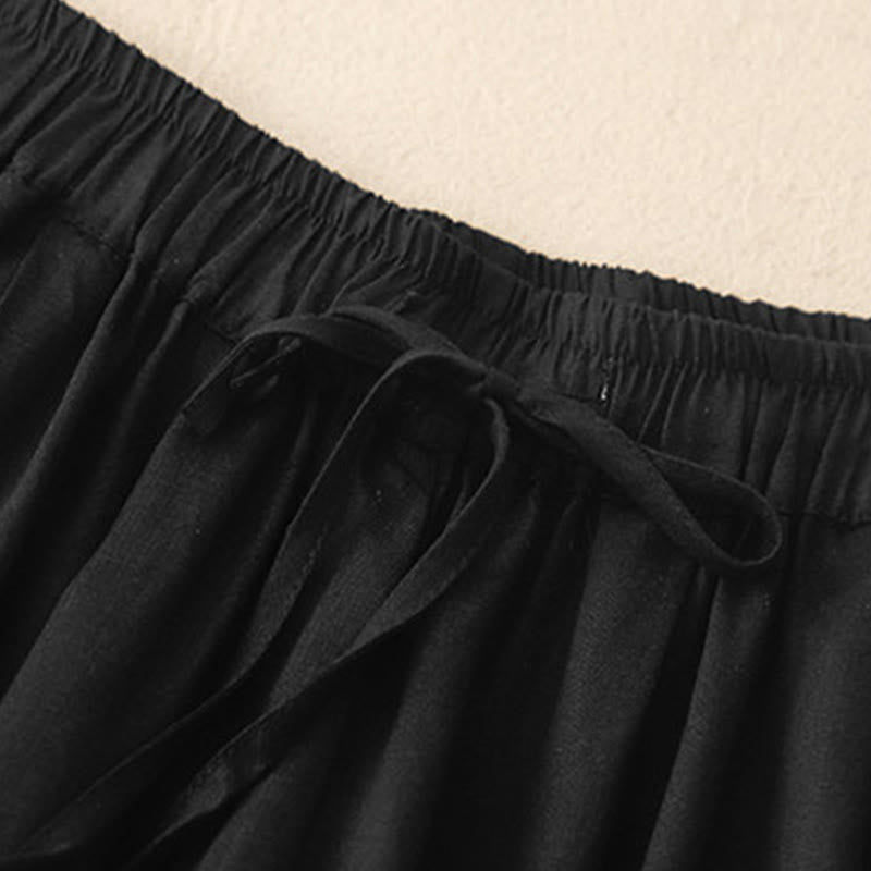 Nimara Ritual Summer Elastic Waist Women's Capri Cropped Harem Pants With Pockets
