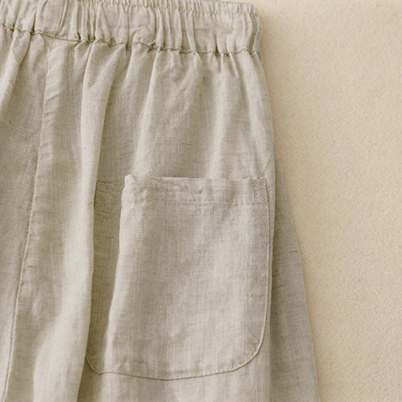 Nimara Ritual Summer Elastic Waist Women's Capri Cropped Harem Pants With Pockets
