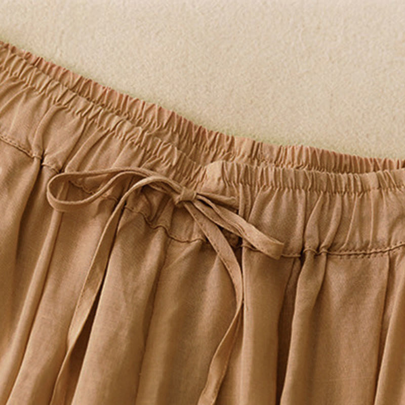 Nimara Ritual Summer Elastic Waist Women's Capri Cropped Harem Pants With Pockets