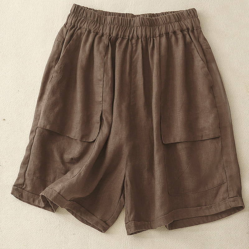 Nimara Ritual Summer Casual Plain Women's Elasti Straight Shorts With Pockets