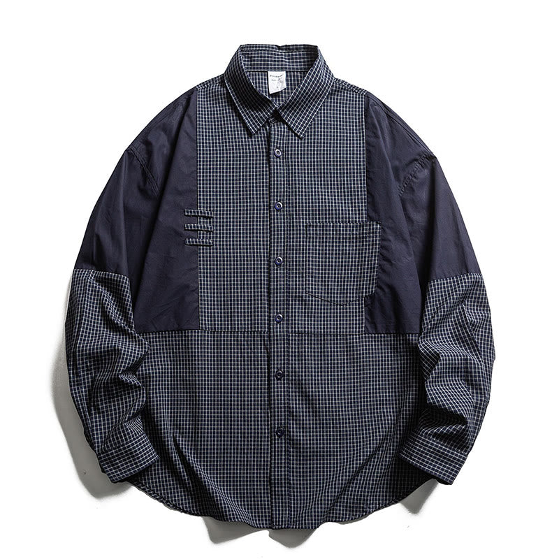 Nimara Ritual Spring Fall Vintage Button-Up Plaid Men's Long Sleeve Shirts With Pocket