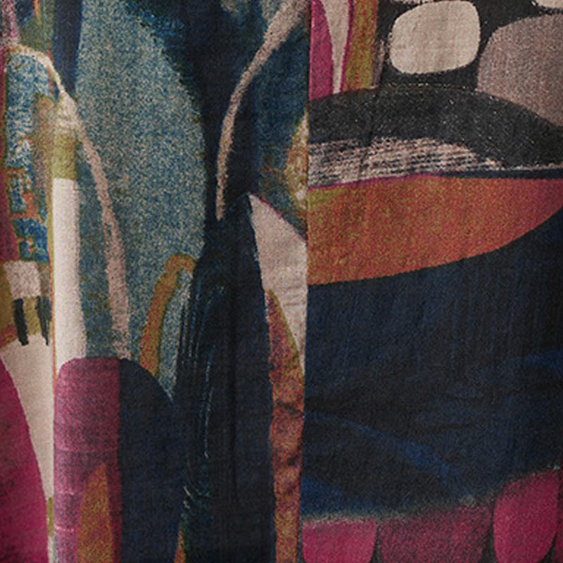 Nimara Ritual Colorful Graphics Midi Dress Half Sleeve Tunic Dress With Pockets