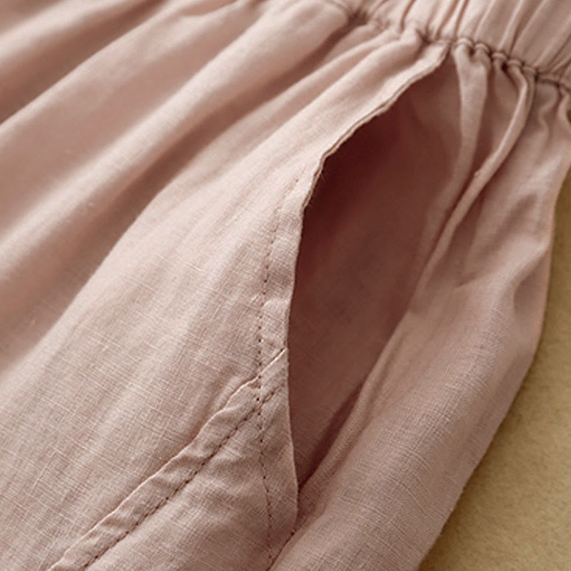 Nimara Ritual Casual Plain Cropped Pants Women's Linen Harem Pants With Pockets