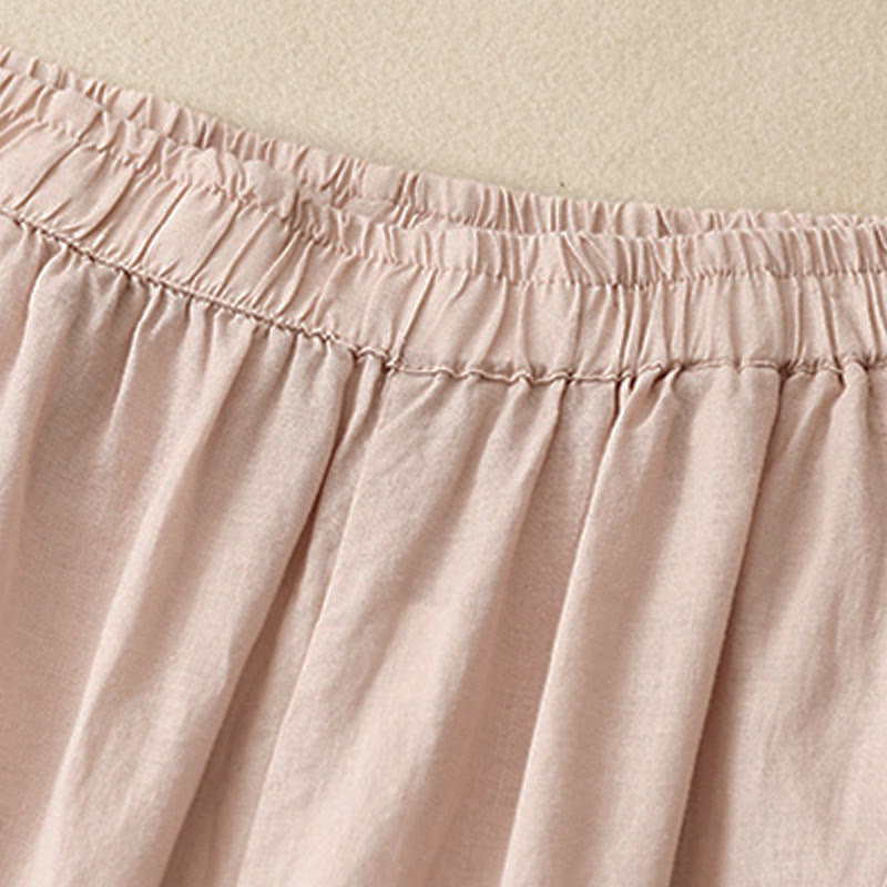 Nimara Ritual Casual Plain Cropped Pants Women's Linen Harem Pants With Pockets