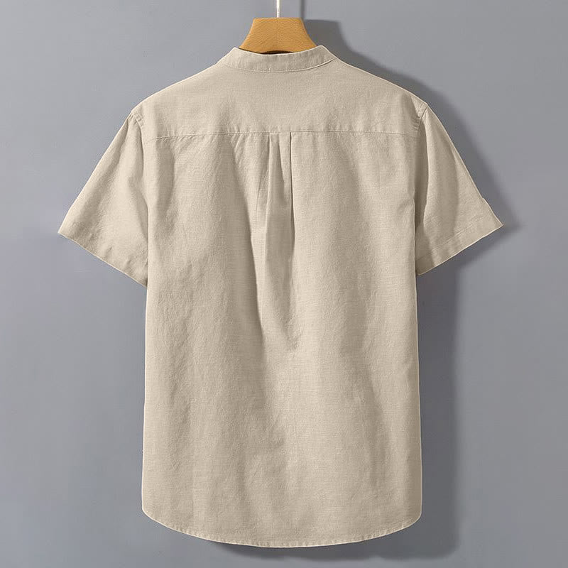 Nimara Ritual Summer Men's Short Sleeve Button Down Cotton Linen Shirt