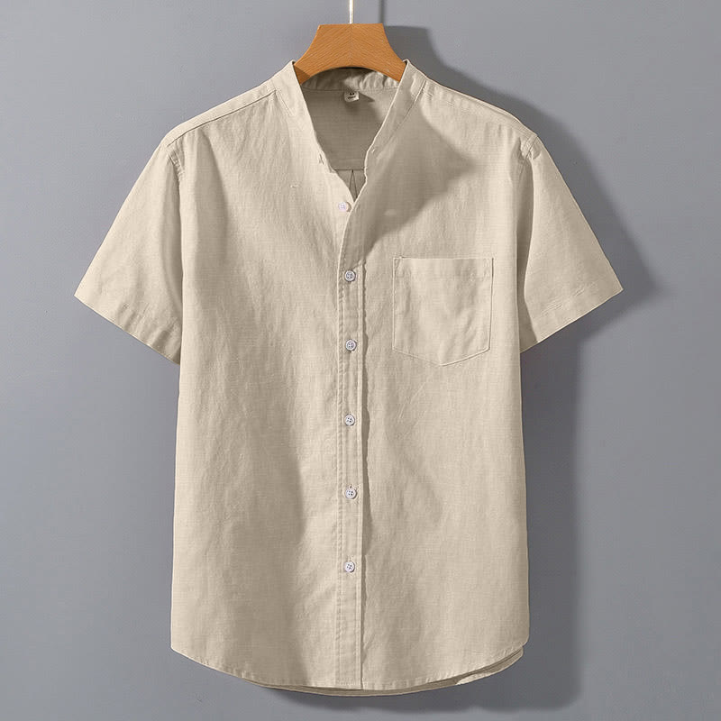 Nimara Ritual Summer Men's Short Sleeve Button Down Cotton Linen Shirt