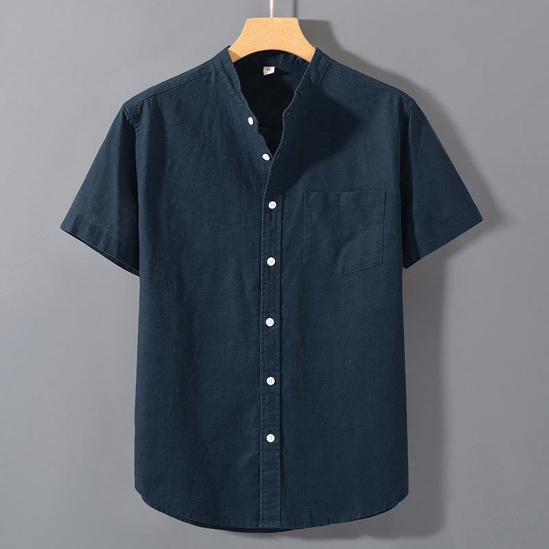 Nimara Ritual Summer Men's Short Sleeve Button Down Cotton Linen Shirt