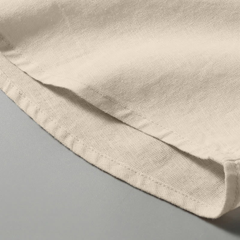 Nimara Ritual Summer Men's Short Sleeve Button Down Cotton Linen Shirt