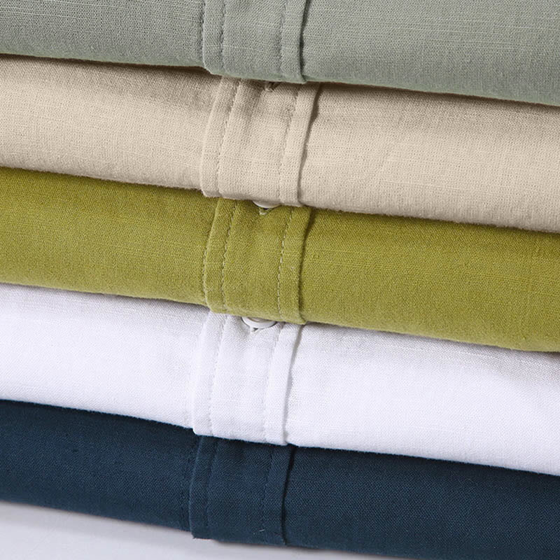 Nimara Ritual Summer Men's Short Sleeve Button Down Cotton Linen Shirt