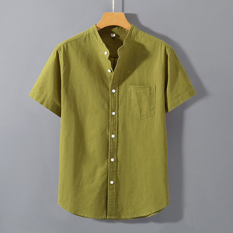 Nimara Ritual Summer Men's Short Sleeve Button Down Cotton Linen Shirt