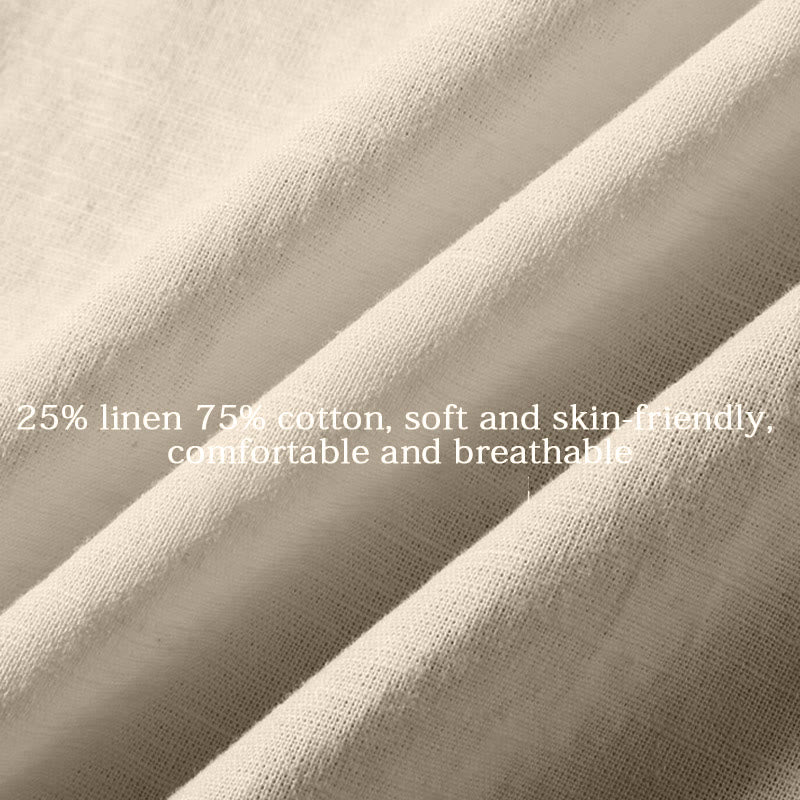 Nimara Ritual Summer Men's Short Sleeve Button Down Cotton Linen Shirt
