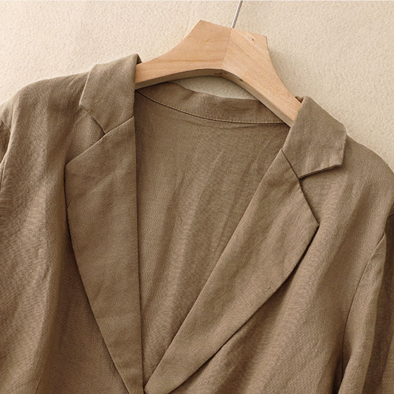 Nimara Ritual Commute Retro Pure Color Lapel Women's Jacket With Pockets