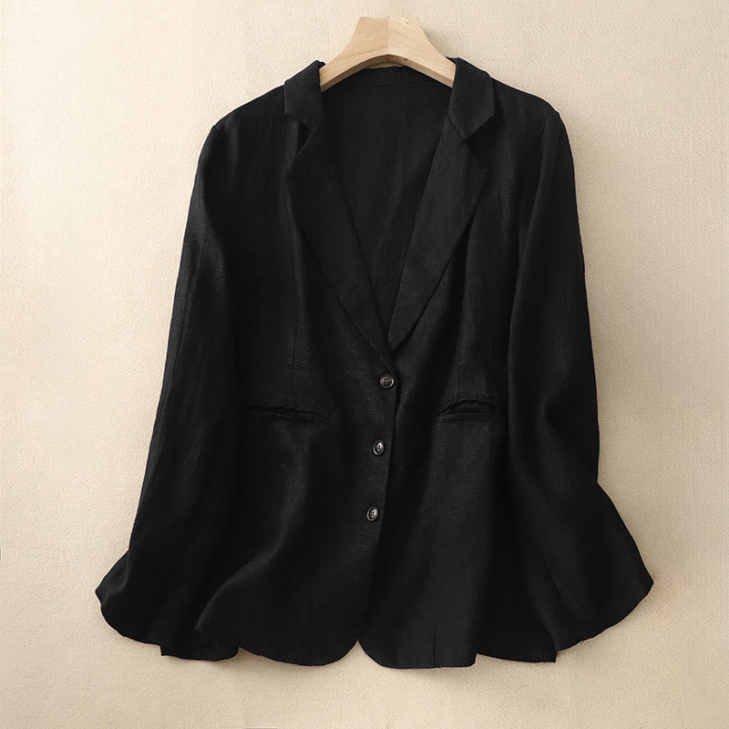 Nimara Ritual Commute Retro Pure Color Lapel Women's Jacket With Pockets