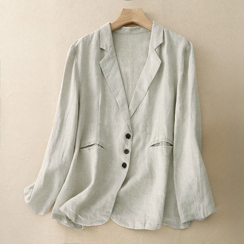 Nimara Ritual Commute Retro Pure Color Lapel Women's Jacket With Pockets