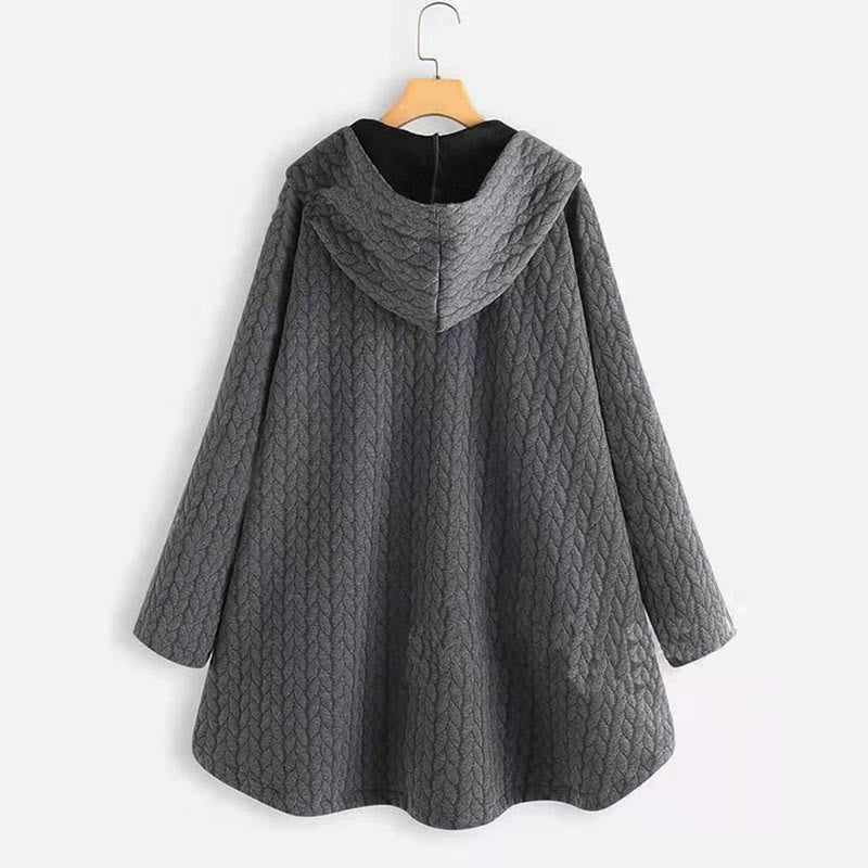 Nimara Ritual Fall Wheat Ear Pattern Mid-length Design Women's Long Sleeve Hooded Coat With Pockets