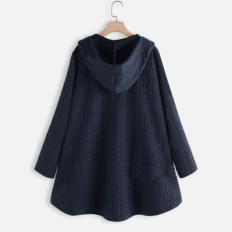 Nimara Ritual Fall Wheat Ear Pattern Mid-length Design Women's Long Sleeve Hooded Coat With Pockets