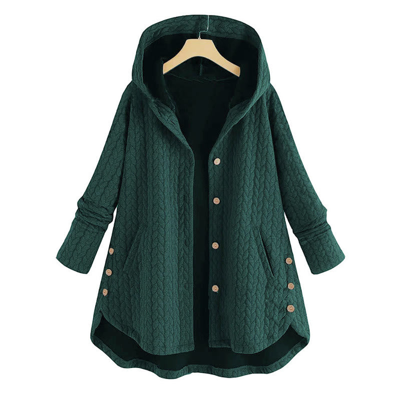 Nimara Ritual Fall Wheat Ear Pattern Mid-length Design Women's Long Sleeve Hooded Coat With Pockets