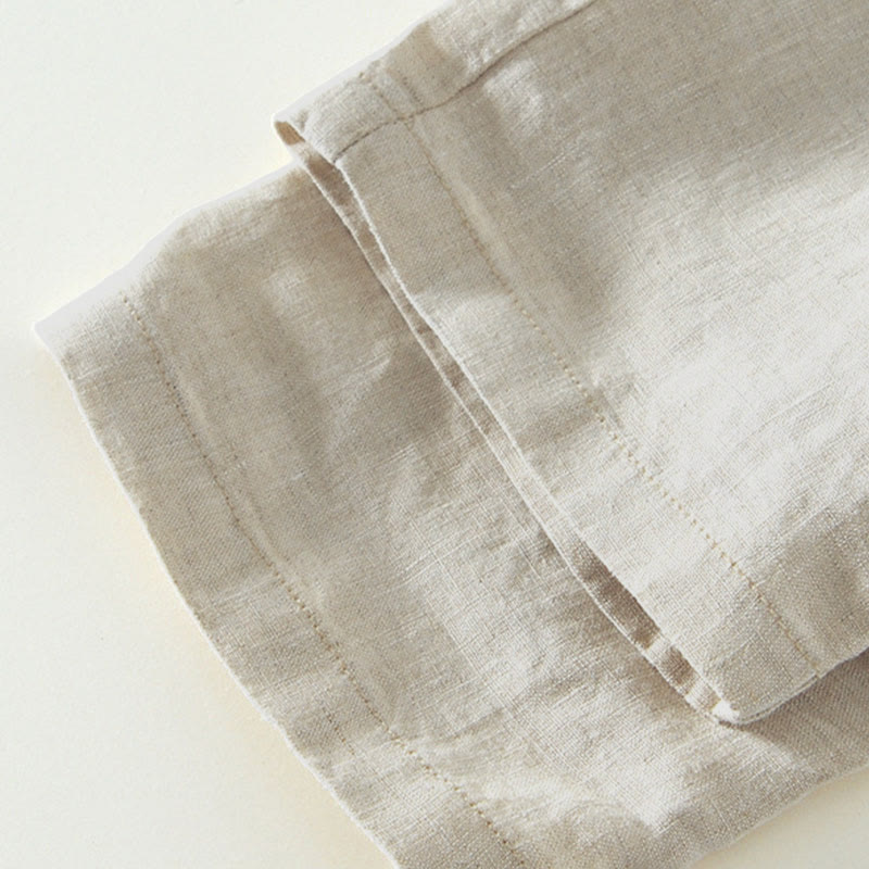 Nimara Ritual Fall Solid Drawstring Elastic Waist Men's Linen Ankle-Length Pants With Pockets