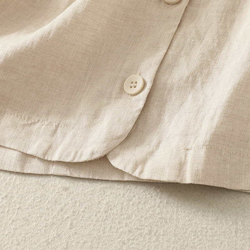 Nimara Ritual Summer Solid Color V-Neck Buttons Simple Design Women's Short Sleeve Shirt
