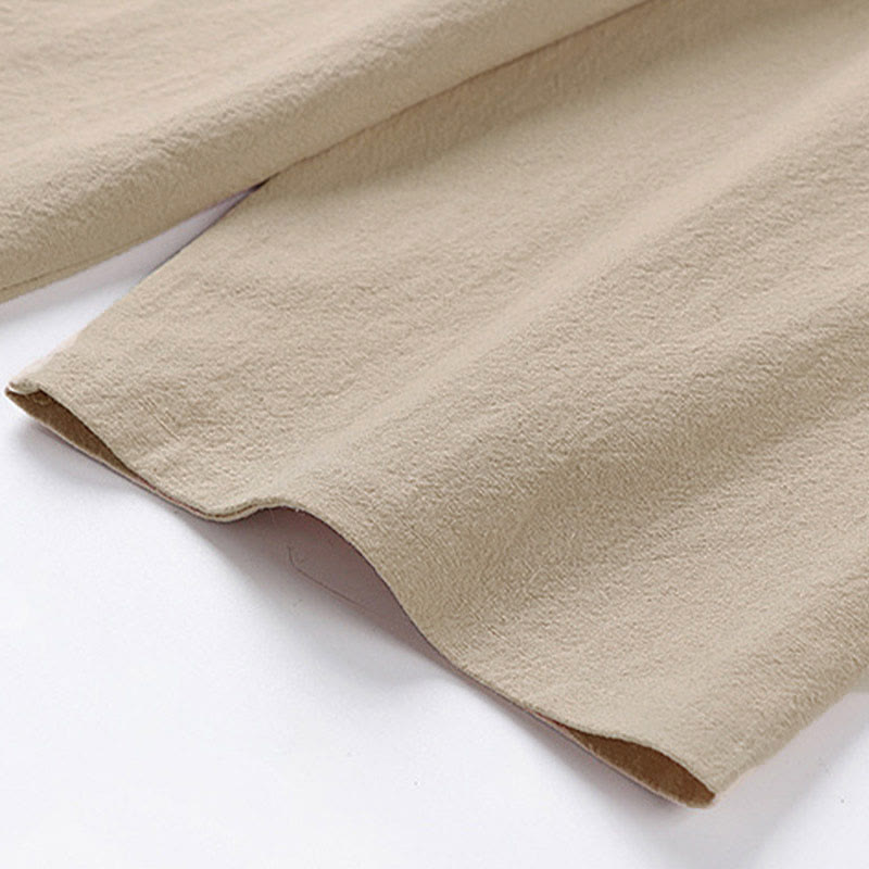 Nimara Ritual Summer Casual Crew Neck Men's Elbow-Length Sleeve Cotton Linen T-Shirt
