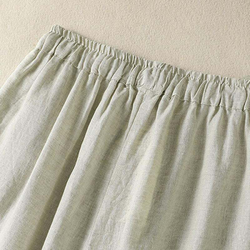 Nimara Ritual Summer Casual Drawstring Solid Linen Ankle Pants Women's Wide Leg Pants With Pocket
