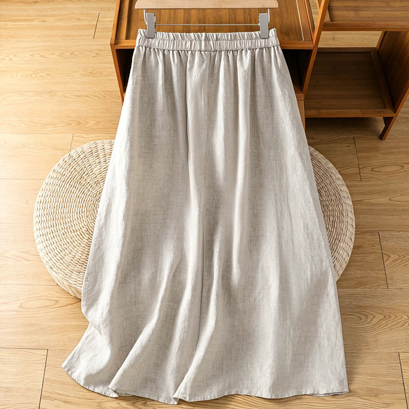 Nimara Ritual Summer Casual Vintage Side Slit Solid Flowers Women's Skirts With Pocket